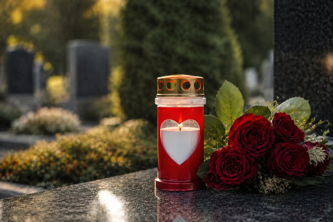 Herzen auf Grabkerzen: Ein Zeichen für Liebe und bleibende Verbundenheit