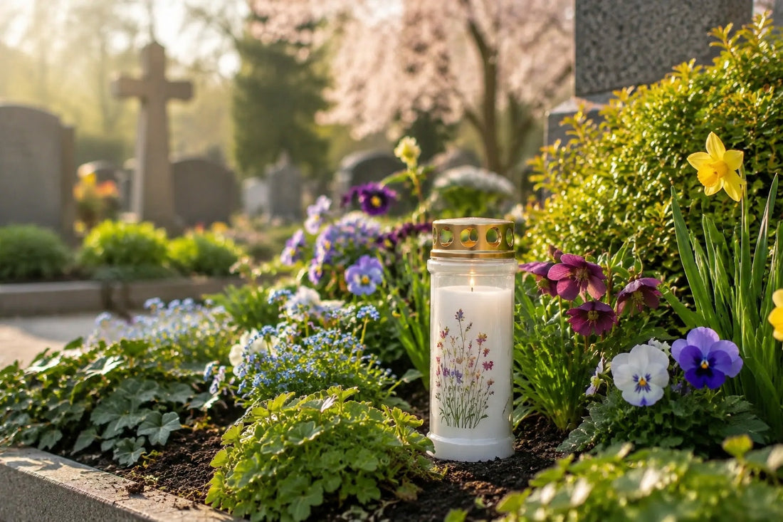 Blumenmotive auf Grabkerzen: Welche Blüte passt zur Erinnerung?