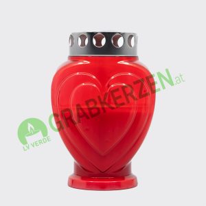Grabkerze Herz rot