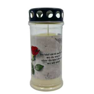 Grabkerze Premium 4 Rose Text – Bild 1